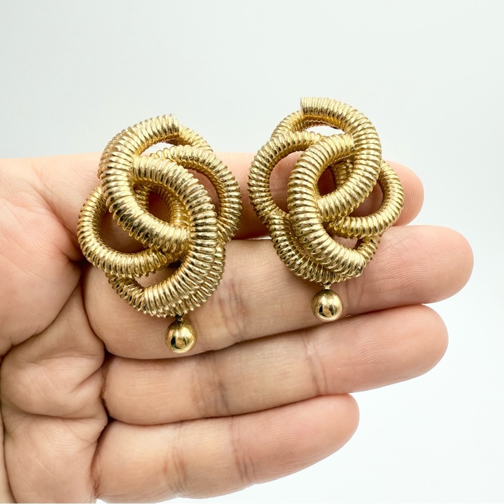 Vintage Castlecliff Gold Tone Knot Clip On Earrings